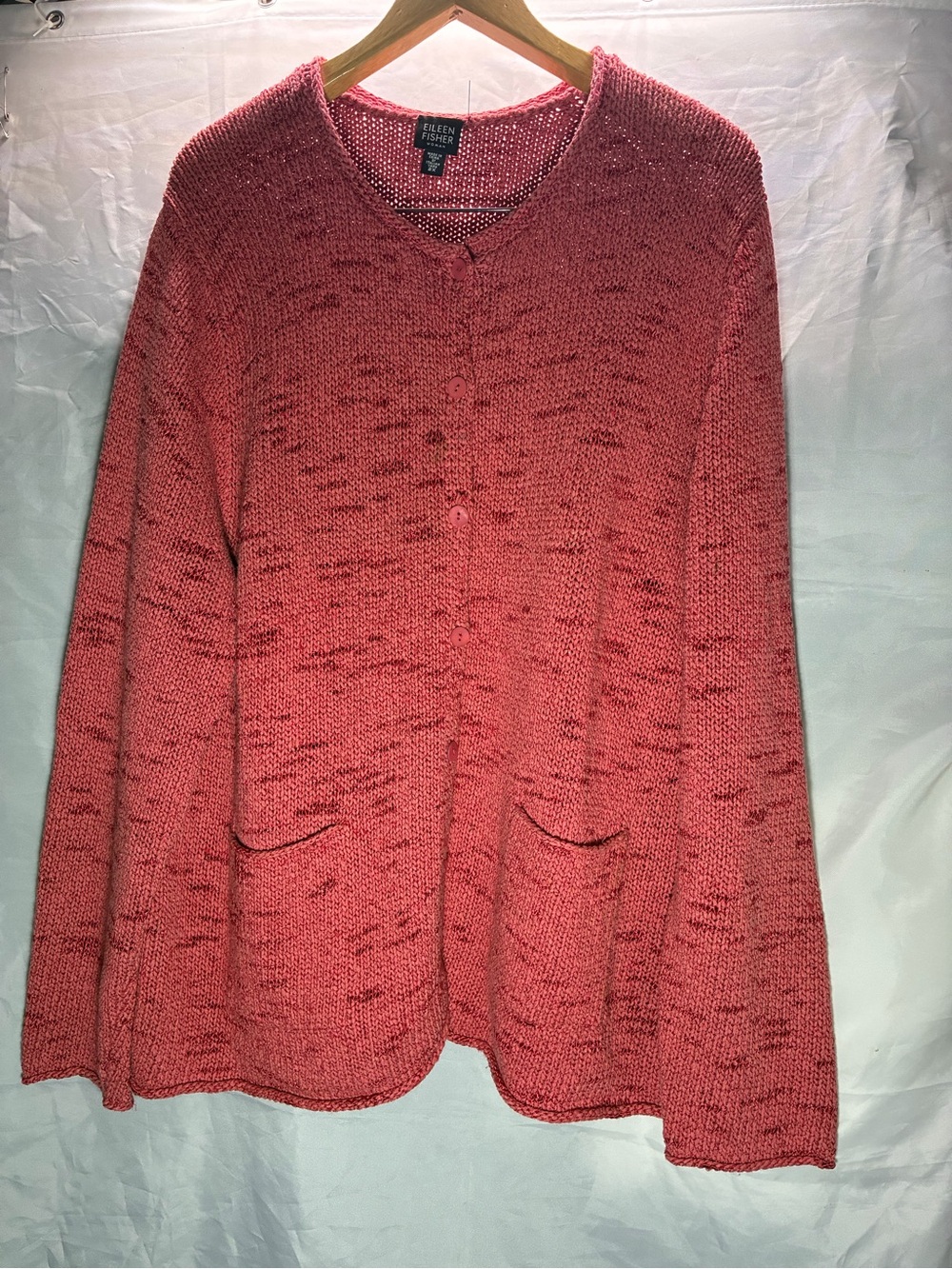 Eileen Fisher Coral Button-Front V-Neck Cardigan